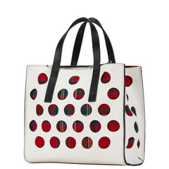 マークジェイコブス チェック ミニ グラインド ハンドバッグ ショルダーバッグ 2WAY ホワイト レッド レザー レディース MARC JACOBS 中古