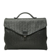 ボッテガヴェネタ イントレチャート ビジネスバッグ ブリーフケース グレー レザー メンズ BOTTEGAVENETA 【中古】