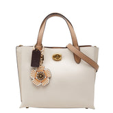 コーチ ウィロウ トート24 カラーブロック ハンドバッグ ショルダーバッグ 2WAY C8561 アイボリー ベージュ レザー レディース COACH 【中古】