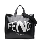 フェンディ ビッグロゴ フィッシュアイ トートバッグ ショルダーバッグ 2WAY 7VA390 ブラック ホワイト PVC レザー レディース FENDI 【中古】