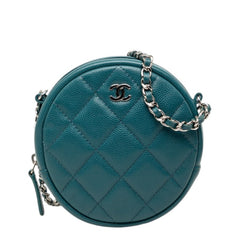 シャネル マトラッセ ココマーク ミニ チェーン クラシック ショルダーバッグ グリーン系 キャビアスキン レディース CHANEL 【中古】
