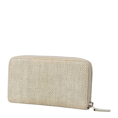 シャネル ドーヴィルライン ラウンドファスナー 長財布 グレー ツイード レディース CHANEL 【中古】