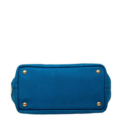 プラダ 三角ロゴプレート カナパ ハンドバッグ ショルダーバッグ 2WAY B2439G ブルー キャンバス レディース PRADA 【中古】