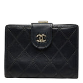 シャネル ココマーク ビコローレ 二つ折り財布 ブラック レザー レディース CHANEL 【中古】