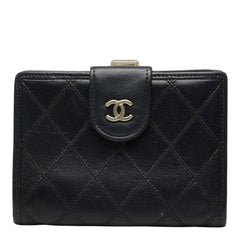 シャネル ココマーク ビコローレ 二つ折り財布 ブラック レザー レディース CHANEL 【中古】
