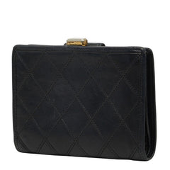 シャネル ココマーク ビコローレ 二つ折り財布 ブラック レザー レディース CHANEL 【中古】