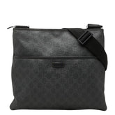 グッチ GGスプリーム 斜め掛け ショルダーバッグ 162904 ブラック グレー PVC レザー レディース GUCCI 【中古】