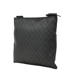 グッチ GGスプリーム 斜め掛け ショルダーバッグ 162904 ブラック グレー PVC レザー レディース GUCCI 【中古】