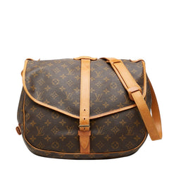 ルイ ヴィトン モノグラム ソミュール35 斜め掛け ショルダーバッグ M42254 ブラウン PVC レザー レディース LOUIS VUITTON 【中古】
