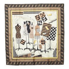 フェンディ ズッカ トルソー モチーフ スカーフ マルチカラー シルク レディース FENDI 【中古】