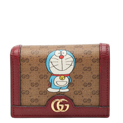 グッチ ミニGGスプリーム ドラえもん 二つ折り財布 647788 ベージュ ワインレッド系 PVC レザー レディース GUCCI 【中古】