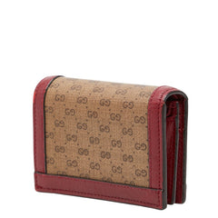 グッチ ミニGGスプリーム ドラえもん 二つ折り財布 647788 ベージュ ワインレッド系 PVC レザー レディース GUCCI 【中古】