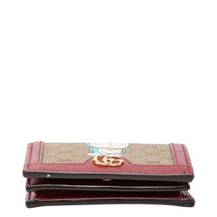 グッチ ミニGGスプリーム ドラえもん 二つ折り財布 647788 ベージュ ワインレッド系 PVC レザー レディース GUCCI 【中古】