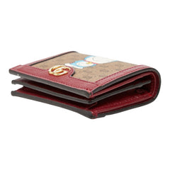 グッチ ミニGGスプリーム ドラえもん 二つ折り財布 647788 ベージュ ワインレッド系 PVC レザー レディース GUCCI 【中古】