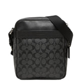 コーチ シグネチャー 斜め掛け ショルダーバッグ F54788 ブラック グレー PVC レザー レディース COACH 【中古】