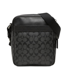 コーチ シグネチャー 斜め掛け ショルダーバッグ F54788 ブラック グレー PVC レザー レディース COACH 【中古】
