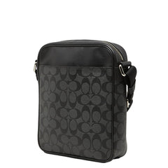 コーチ シグネチャー 斜め掛け ショルダーバッグ F54788 ブラック グレー PVC レザー レディース COACH 【中古】