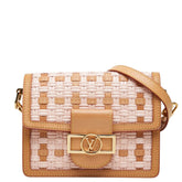 ルイ ヴィトン ドーフィーヌMINI 斜め掛け ショルダーバッグ ピンク ベージュ レザー ストロー レディース LOUIS VUITTON 【中古】