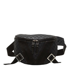 ボッテガヴェネタ イントレチャート ボディバッグ ウエストバッグ ブラック ラバー レディース BOTTEGAVENETA 【中古】