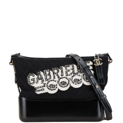 シャネル ガブリエル チェーン ショルダーバッグ ブラック フェルト レザー レディース CHANEL 中古