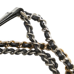 シャネル ガブリエル チェーン ショルダーバッグ ブラック フェルト レザー レディース CHANEL 【中古】