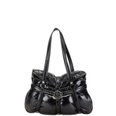 モンクレール COUSSIN ダウン ハンドバッグ トートバッグ ブラック ナイロン レザー レディース MONCLER 【中古】