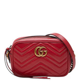 グッチ GGマーモント 斜め掛け ショルダーバッグ 448065 レッド レザー レディース GUCCI 【中古】