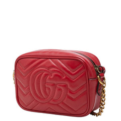 グッチ GGマーモント 斜め掛け ショルダーバッグ 448065 レッド レザー レディース GUCCI 【中古】
