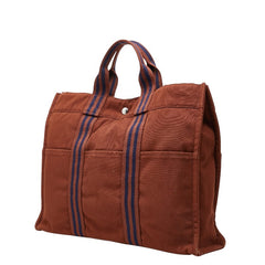 エルメス フルートゥMM トートバッグ ブラウン キャンバス レディース HERMES 【中古】