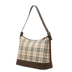 バーバリー ノバチェック ワンショルダーバッグ ベージュ ブラウン ナイロン レザー レディース BURBERRY 【中古】