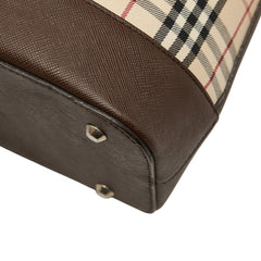 バーバリー ノバチェック ワンショルダーバッグ ベージュ ブラウン ナイロン レザー レディース BURBERRY 【中古】