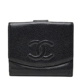 シャネル ココマーク 三つ折り財布 A13496 ブラック キャビアスキン レディース CHANEL 【中古】