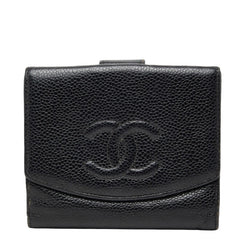シャネル ココマーク 三つ折り財布 A13496 ブラック キャビアスキン レディース CHANEL 【中古】