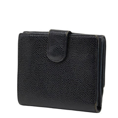 シャネル ココマーク 三つ折り財布 A13496 ブラック キャビアスキン レディース CHANEL 【中古】