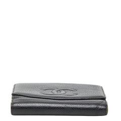 シャネル ココマーク 三つ折り財布 A13496 ブラック キャビアスキン レディース CHANEL 【中古】