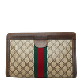 グッチ GGスプリーム オールドグッチ シェリーライン クラッチバッグ セカンドバッグ ベージュ ブラウン PVC レザー レディース GUCCI 【中古】