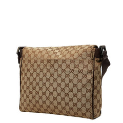 グッチ GGキャンバス 斜め掛け ショルダーバック 146236 ベージュ ブラウン キャンバス レザー レディース GUCCI 【中古】