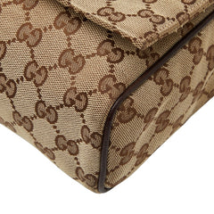 グッチ GGキャンバス 斜め掛け ショルダーバック 146236 ベージュ ブラウン キャンバス レザー レディース GUCCI 【中古】