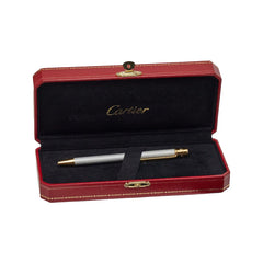 カルティエ サントス ドゥ カルティエ ツイスト 回転式 ボールペン COST0046 ゴールド シルバー メッキ レディース CARTIER 【中古】