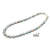タサキ 37Pネックレス ピアス アクセサリーセット 90211616 ブラックパール(黒蝶真珠) K14WG ホワイトゴールド レディース TASAKI 【中古】