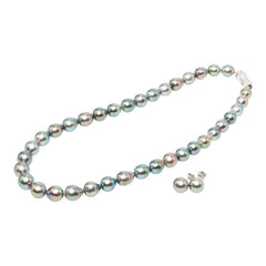 タサキ 37Pネックレス ピアス アクセサリーセット 90211616 ブラックパール(黒蝶真珠) K14WG ホワイトゴールド レディース TASAKI 【中古】