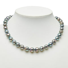 タサキ 37Pネックレス ピアス アクセサリーセット 90211616 ブラックパール(黒蝶真珠) K14WG ホワイトゴールド レディース TASAKI 【中古】