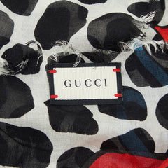グッチ ドット柄 いちご スカーフ 大判 ブラック ホワイト マルチカラー レーヨン シルク レディース GUCCI 【中古】