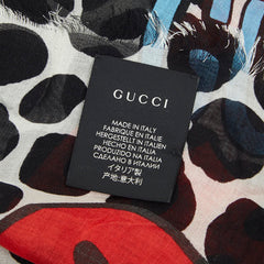 グッチ ドット柄 いちご スカーフ 大判 ブラック ホワイト マルチカラー レーヨン シルク レディース GUCCI 【中古】
