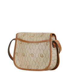 ディオール ハニカム ショルダーバッグ ベージュ ブラウン キャンバス レザー レディース Dior 【中古】