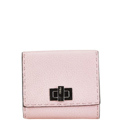フェンディ セレリア ピーカブー 二つ折り財布 ピンク レザー レディース FENDI 【中古】