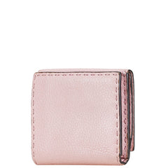 フェンディ セレリア ピーカブー 二つ折り財布 ピンク レザー レディース FENDI 【中古】