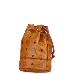 エム シー エム ヴィセトス ロゴグラム ショルダーバッグ 巾着 ブラウン レザー レディース MCM 中古