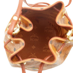 エム シー エム ヴィセトス ロゴグラム ショルダーバッグ 巾着 ブラウン レザー レディース MCM 【中古】