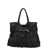 アルマーニ フリンジ トートバッグ ブラック レザー レディース ARMANI 【中古】